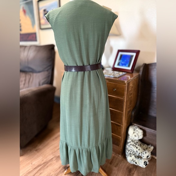 Nanette Lepore Olive Button-Down Midi Dress - Picture 3 of 8